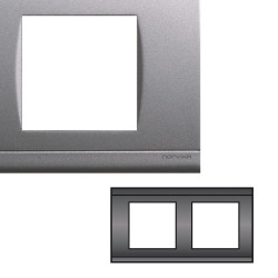 Plaque Double Horizontale Entraxe 71mm Gris alu NORVIKA