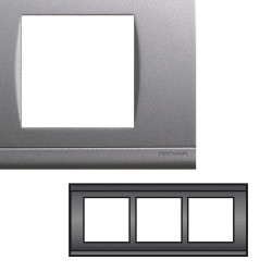 Plaque Triple Horizontale Entraxe 57mm Gris alu NORVIKA