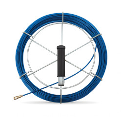 Tire fil en fibre de verre de 30m bleu Ø3mm à embout interchangeable + dévidoir