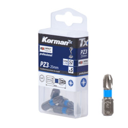 Jeu de 5 Embouts Pozidriv Impact Torsion PZ3 25mm KORMAN TX