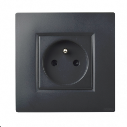 Prise Murale Encastrable 2P+T 16A Complète Anthracite NOANE