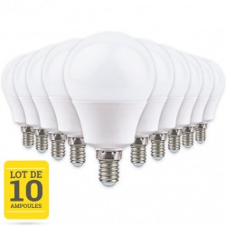 Lot de 10 ampoules LED E14 8W blanc chaud CREALYS