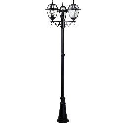 Lampadaire Extérieur 3 Têtes 3x100W E27 Fonte Noire 