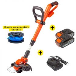 Coupe-Bordure Sans Fil 18V Li-ion + 2xBatterie 18V 2Ah + Chargeur rapide 18V KORMAN + 1xBobine Offerte