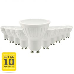 Lot de 10 ampoules LED GU10 5W blanc chaud