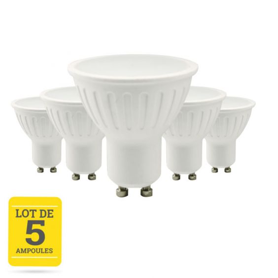 Lot de 5 ampoules LED GU10 5W blanc chaud