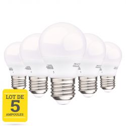 Lots de 5 Ampoules LED E27 5W blanc chaud CREALYS