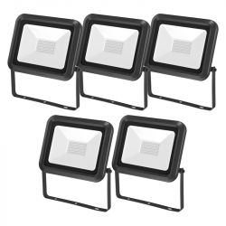 Lot de 5 Projecteurs LED Extérieur Extra Plat 30W Noir CREALYS