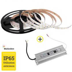 Pack Ruban LED 5m Multicolore + Transformateur 100W 24V IP65