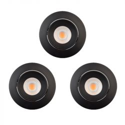 Lot de 3 Spots à encastrer Orientables Variables 7W LED COB Noirs CREALYS