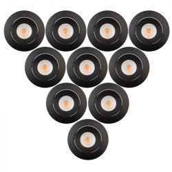 Lot de 10 Spots à encastrer Orientables Variables 7W LED COB Noirs CREALYS