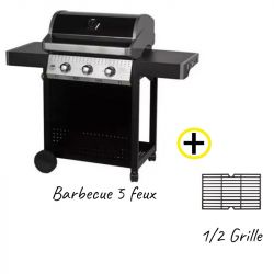 Pack Barbecue Gaz 3 Brûleurs 100% Plancha + 1/2 Grill ROSTER