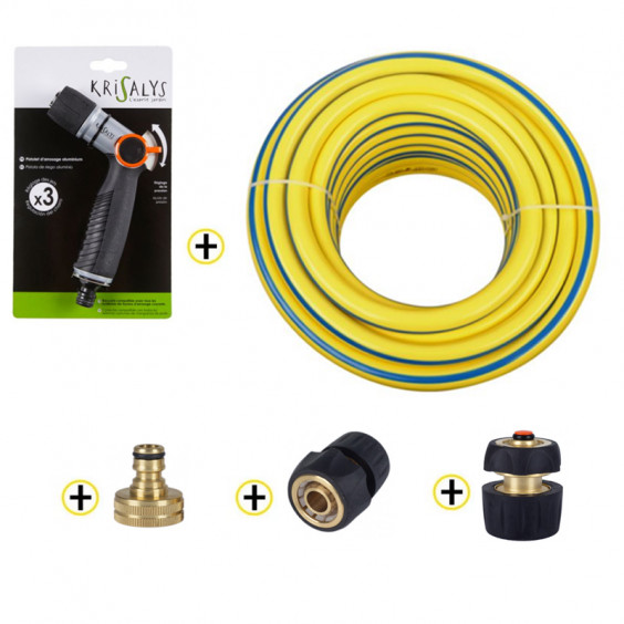 Pack Tuyau d’arrosage anti-torsion Ø19mm 25m IRRIFLEX + Kit Arrosage laiton