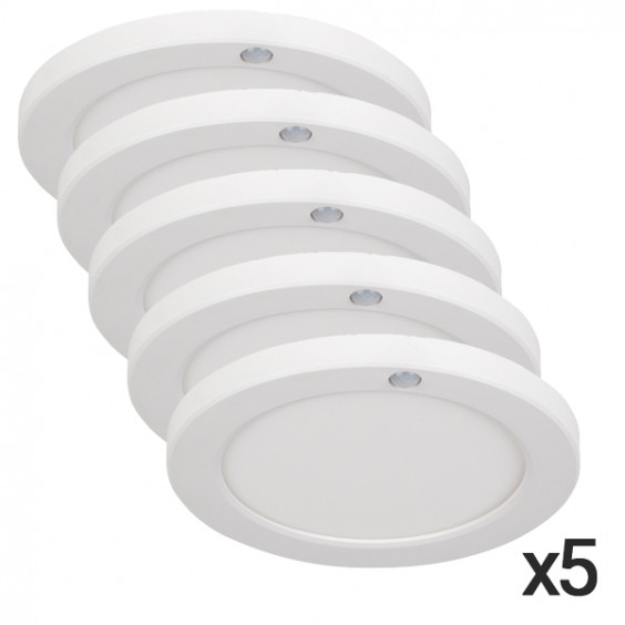 Lot de 5 Downlight LED Saillie à Détection 18W CCT Ø230mm CREALYS