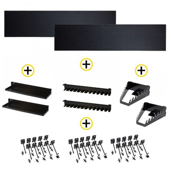 Pack 2 Panneaux perforés + 9 accessoires de rangements FEROCE